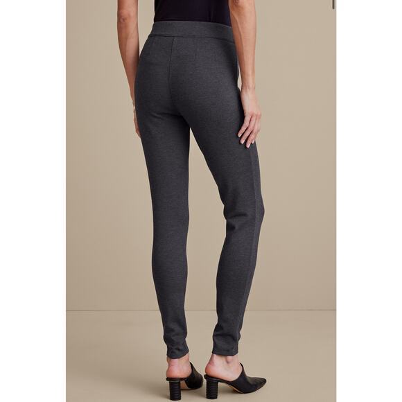 NWT Soft Surroundings SoftEssential Ponte Leggings Charcoal Heather Gray Size L - Picture 2 of 11